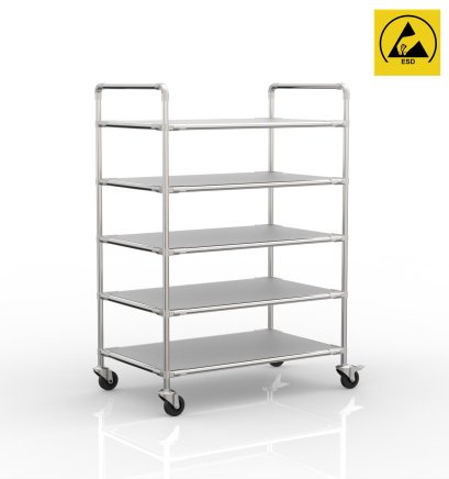 Antistatic shelf trolley with five shelves, 24040237 (4 models) - 1