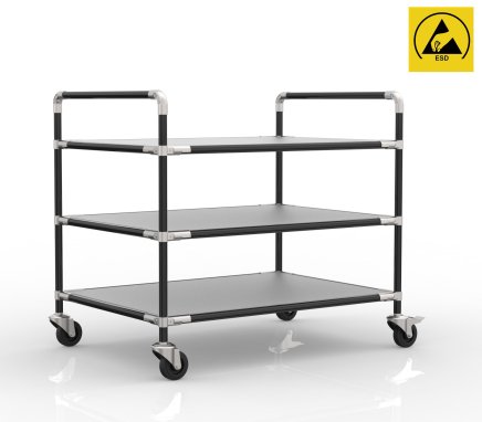 Antistatic shelf trolley with three shelves, 24040235 - 2