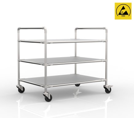 Antistatic shelf trolley with three shelves, 24040235 - 1