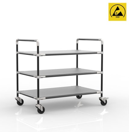 Antistatic shelf trolley with three shelves, 24040234 - 2