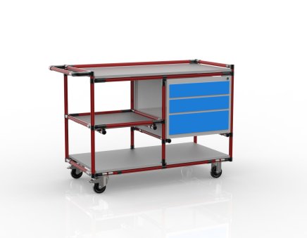 Tailor-made tubular system workshop trolley with container 22082105