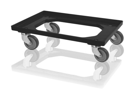 Undercarriage for crates - 4 swivel wheels, color black