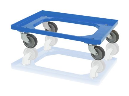 Chassis for crates - 4 swivel wheels, color blue