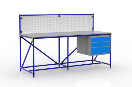 Workshop table with perforated panel width 2000 mm, 24040839