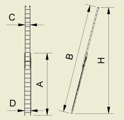 Two-part retractable Forte ladder with rope - width 412 mm 8320 - 2