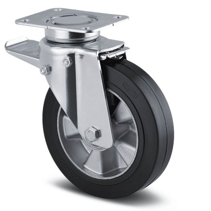 Instrument wheel black ø 160 mm with total brake and mounting plate