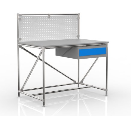 Workshop table from pipe system with perforated panel 240408313 (3 models)