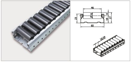 Roller track PL-601F_BK roller diameter 16 mm