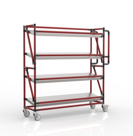 Crate rack trolley with 1300 mm wide inclined shelves, SP13030 (4 models)