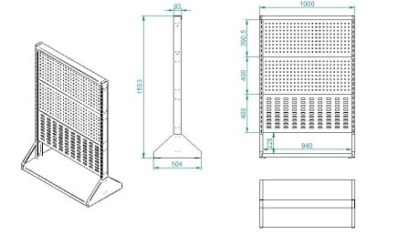 Perforated stand PSZ 22 A S1 double-sided for 6 panels - 5