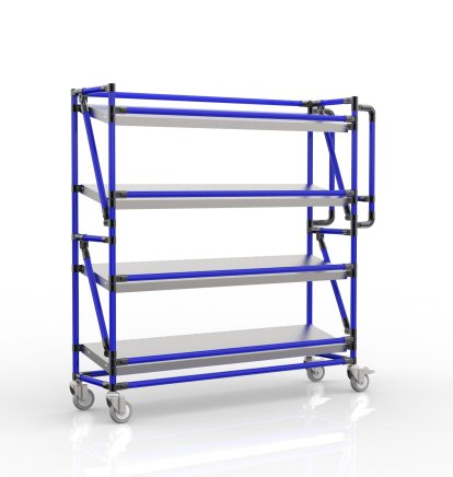 Shelving trolley for crates with 1300 mm wide inclined shelves, SP13030 (4 models)