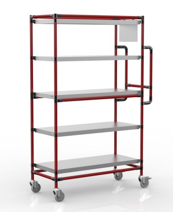 Crate rack trolley with five straight shelves, SPS10040 (2 models)