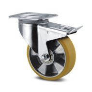 Brown instrument wheel with ø 200 mm with total locking and fastening with a plate