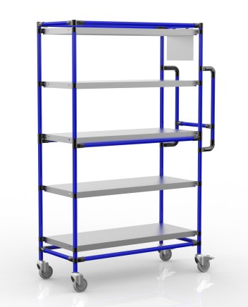 Crate rack trolley with five straight shelves, SPS10040 (2 models)