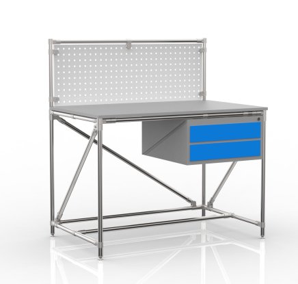 Workshop table from pipe system with perforated panel 240408314 (3 models)