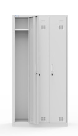 Metal wardrobe with three compartments and cylinder lock - 2