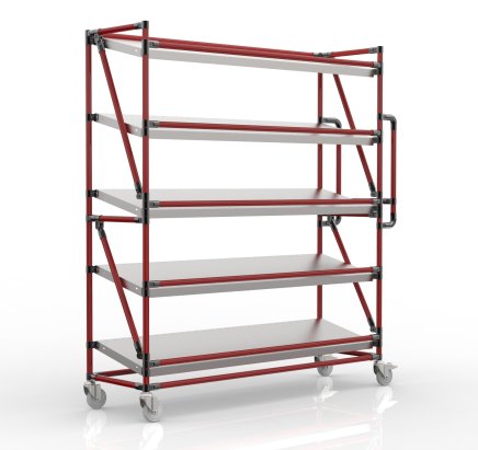 Shelving trolley for crates with 1500 mm wide inclined shelves, SP15040 (3 models)