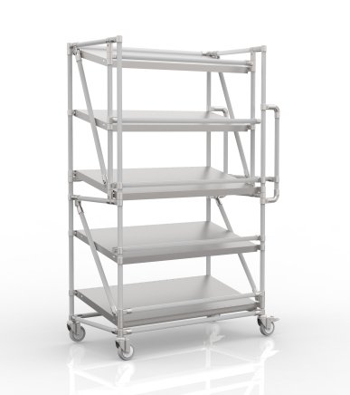 Crate rack trolley with inclined shelves SP100_50_40