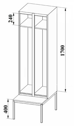 Two-door wardrobe with bench XS52B-17 - 6