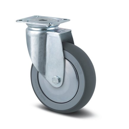 Gray instrument wheel ø 100 mm with plate attachment, rotatable with cover