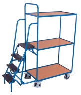 Picking cart with steps, 3 shelves