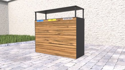 Outdoor wooden litter bin with roof Pera II - 3