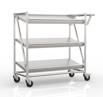 Crate rack trolley with inclined shelves 24042530