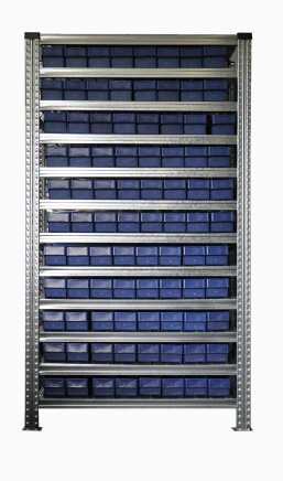 Rack with crates 100 x 115 x 500 mm - 88 pcs