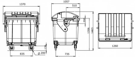 Plastic dustbin MGB 1100 standard - 9