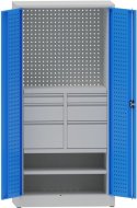 Workshop cabinet with divided drawers and shelf