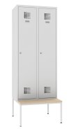 Sum 420 W metal wardrobe with bench P421 W