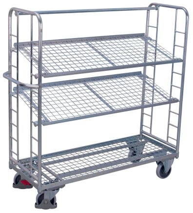 Staried trolley with inclined shelves, galvanized version sw-540.226