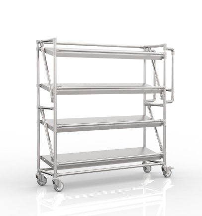 Crate rack trolley with 1300 mm wide inclined shelves, SP13030 (4 models)