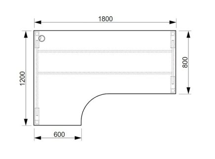 Office desk Ergo right Hobis UEA 180060P - 2