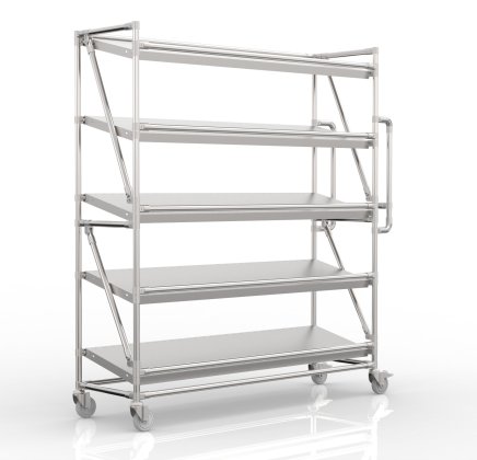 Crate rack trolley with 1500 mm wide inclined shelves, SP15040 (3 models)