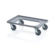 Undercarriage for crates - 2 swivel wheels, gray color