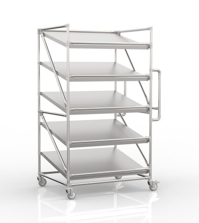 Shelving trolley for crates with inclined shelves 1000 x 800 mm, SP10080