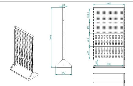 Perforated stand PSZ 23 A S1 double-sided for 8 panels - 5