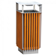 Outdoor wooden trash can with ashtray 1018-S