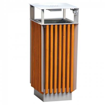 Outdoor wooden trash can with ashtray 1018-S