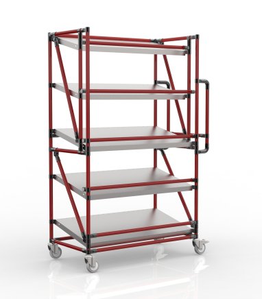 Shelving trolley for crates with inclined shelves SP100_50_40