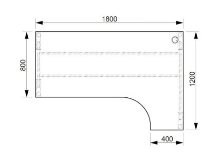 Office desk Ergo left Hobis UEA 1800L - 2