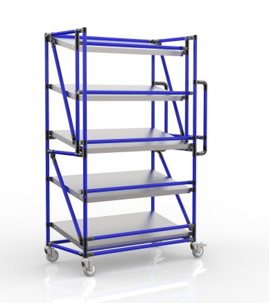 Crate rack trolley with inclined shelves SP100_50_40