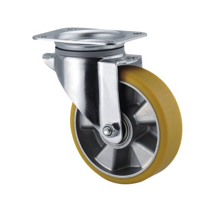 Brown instrument wheel with a diameter of 125 mm with a mounting plate