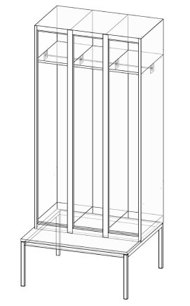 Three-door wardrobe with bench XS73B-17 - 4