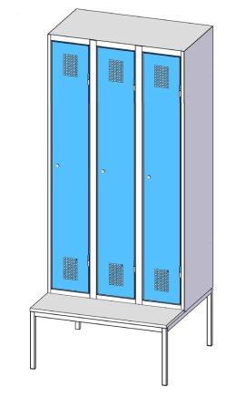 Three-door wardrobe with bench XS73B-17 - 3