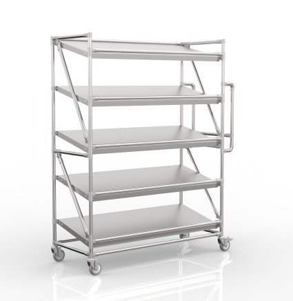 Shelving trolley for crates with slanted shelves 1300 mm wide, SP13050 - 4