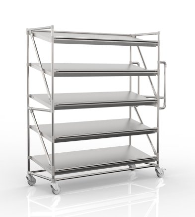 Shelving trolley for crates with inclined shelves 1500 mm wide, SP15050 - 4