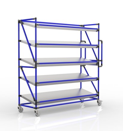 Shelving trolley for crates with slanted shelves 1700 mm wide, SP17050 - 3