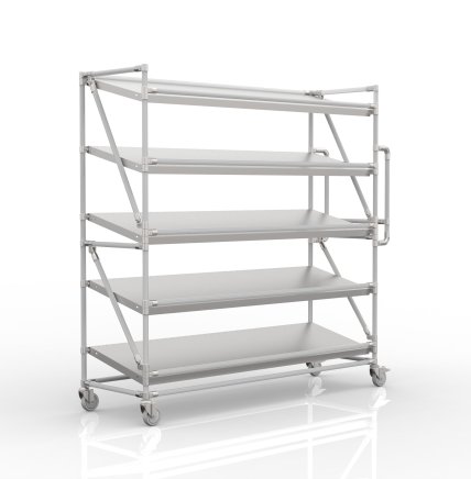 Shelving trolley for crates with slanted shelves 1700 mm wide, SP17050 - 1